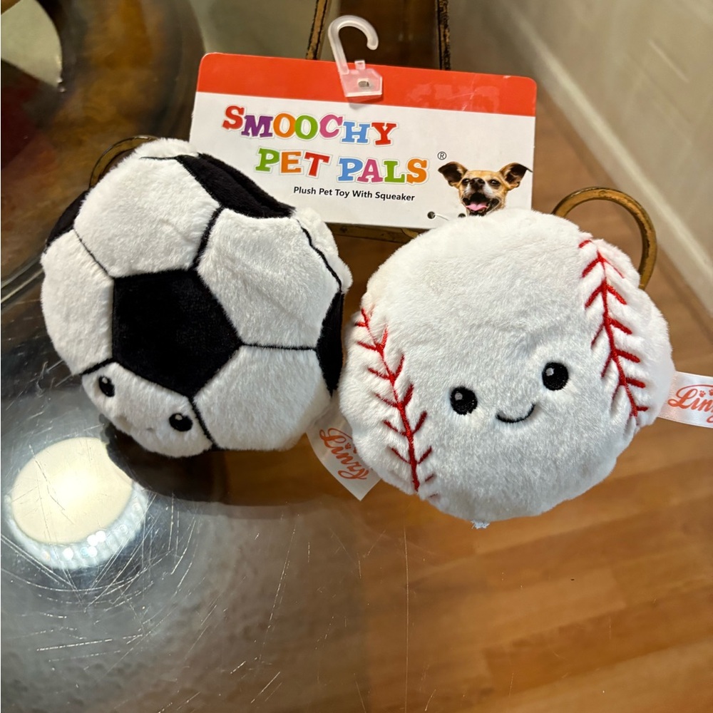 Smoochy Pet Pals Plush Toy Set clinker & Squeaker dog toy 5.5”